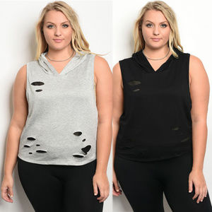 Slashed sleeveless hoodies 1x, 2x, 3x hoodie NWT